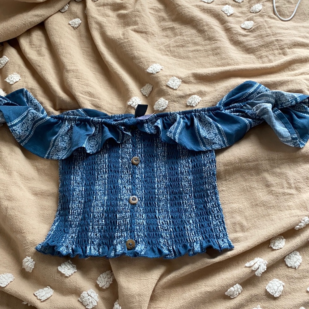 Blue off the shoulder top